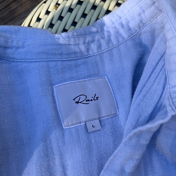 Rails Cotton Gauze Ellis Blue Bluebell Button Down Shirt Long Sleeve - Picture 9 of 10